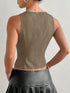 'Narskin' Tie Up V-Neck Tank Top - Celes Fashion